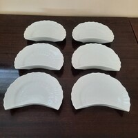 6 db Fehér Herendi rokály porcelán csonttányér, csontos tányér készlet