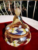 RÉGI ZOMÁNCFESTETT ÜVEG BONBONIER