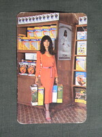 Kártyanaptár,TOMI mosópor,Tiszamenti vegyiművek,Szolnok, női modell,1981,  (1) ,sérült,