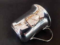 Antik ezüstözött alpakka keresztelő pohár