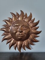 Vintage embossed red copper sun - Bigra Swiss 70s