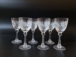 6 darabos antikolt csiszolt kristálypohár készlet
