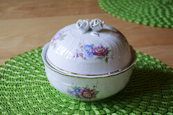 Hollóházi, hajnalka mintás, rózsafogós, ÓRIÁS bonbonier.