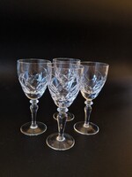 4 db Antik Ólómkristály Pohár - Kézzel csiszolt (2 db hibátlan, 2 db lepattant)