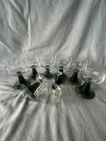 Vintage stílusú, zöld színű, ROMER tipusú talpas borospohár készlet