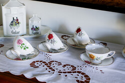 4 db-os angol finom porcelán, art deco stílusú rózsás teáskészlet.