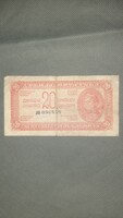 20 dinár 1944 Jugoszláv Partizán bankjegy