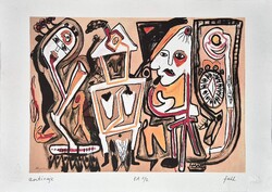 Fe Lugossy László  - Antirajz 30 x 42 cm computer print, merített papír