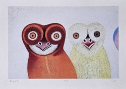 Földi Péter - Baglyok 30 x 42 cm computer print, merített papír