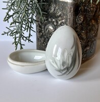 Bing & Grøndahl Art Nouveau porcelán ékszertartó hóvirág mintás tojás