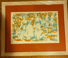 Bizse János nyomat 12/6 Strandon 55x45 cm 1976