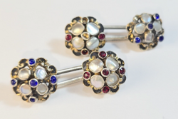 Gyönyörű, antik ezüst ötvös ékszer - pityke gombos mandzsetta pár