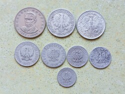 Lengyelország 8 db Különböző Érme 10 20 50 Groszy 2 20 Zloty Zlotyi 1949-1976