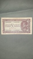 50 dinár 1944 Jugoszláv Partizán bankjegy