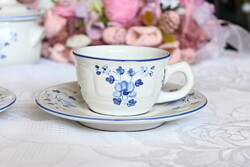 Herendi village pottery majolica blue flower pattern ceramic cup + saucer