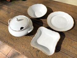 Régi német Colditz aranyszegélyes porcelán tálaló készlet pótlásra is