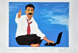 DrMáriás - Nyomj rám egy lájkot! - Sztálin az év menedzsere 30 x 42 computer print, merített papír