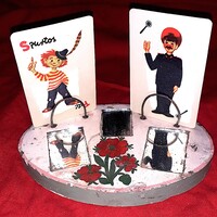 Antik parasztházas tükrös virágos kézzel készült asztali fénykép tartó 15 x 10 x 2 cm képek szerint