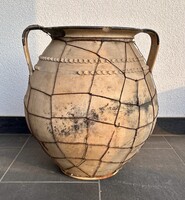 Gömöri fazék - sérült  46 cm magas 2 fülű nagy méretű Drótos  Lakodalmas