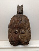 Afrikai antik patinás maszk Yoruba népcsoport páros gyógyító orvosi maszk Nigéria 322 6219