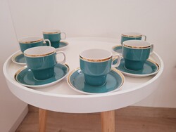 Art Deco Türkiz Hollóházi Kávés Készlet