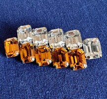 Extravagáns gyönyörű mutatós nagy sárga borostyán köves bross kitűző ékszer