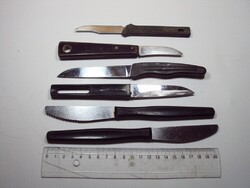 Retro vegyes gyártmányú műanyag nyelű evőeszköz kés - 6 db - Mikov, Földes