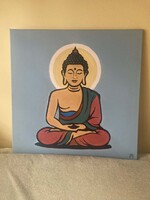 Meditáló Buddha - akril festmény