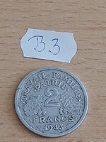 FRANCIAORSZÁG 2 FRANK 1943  ALU. Vichy-Franciaország  B3