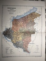 Somogy vármegye térképe 42. Kogutowicz 1905 Történelmi Magyarország Reprint