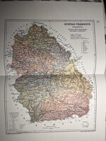 Hunyad vármegye térképe 26. Kogutowicz 1905 Történelmi Magyarország Reprint (Erdély)