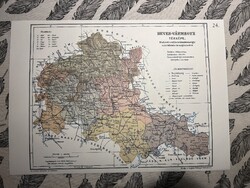 Heves vármegye térképe 24. Kogutowicz 1905 Történelmi Magyarország Reprint