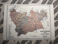 Szeben vármegye térképe 46. Kogutowicz 1905 Történelmi Magyarország Reprint (Erdély)