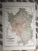 Fejér vármegye térképe 19. Kogutowicz 1905 Történelmi Magyarország Reprint