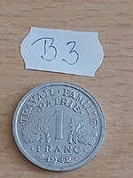 FRANCIAORSZÁG 1 FRANK 1942  ALU. Vichy-Franciaország  B3
