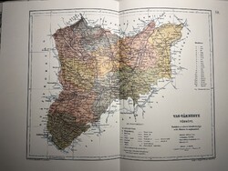 Vas vármegye térképe 58. Kogutowicz 1905 Történelmi Magyarország Reprint