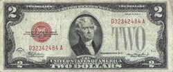 2 dollár 1928 "D" USA amerikai piros pecsét