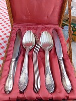 Antik orosz ezüstözött étkészlet 18 darabos