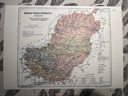 Maros-Torda vármegye térképe 33. Kogutowicz 1905 Történelmi Magyarország Reprint (Erdély)