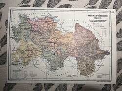Szatmár vármegye térképe 45. Kogutowicz 1905 Történelmi Magyarország Reprint (Kárpátalja, Erdély)
