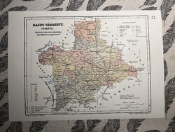 Hajdú vármegye térképe 22. Kogutowicz 1905 Történelmi Magyarország Reprint