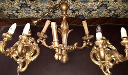 Antik fa csillár, falikar / Fafaragás