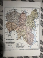 Tolna vármegye térképe 51. Kogutowicz 1905 Történelmi Magyarország Reprint