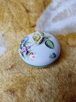 2602/7 Herendi Tertia porcelán sárga rózsás bonbonier