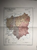 Háromszék vármegye térképe 23. Kogutowicz 1905 Történelmi Magyarország Reprint (Erdély)