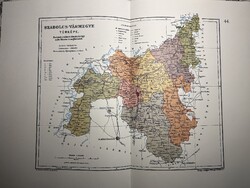 Szabolcs vármegye térképe 44. Kogutowicz 1905 Történelmi Magyarország Reprint