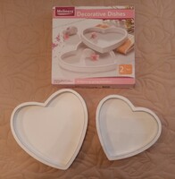 Dekorációs tálca / Szív formájú, fa dísztál szett