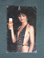 Kártyanaptár,Szerbia,Apatinska Pivara,Apatini sörgyár sörfőzde,női modell,1983,  (1)  ,sérült,