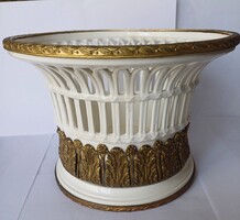 Antik áttört porcelán kaspó vagy kaspó kosár