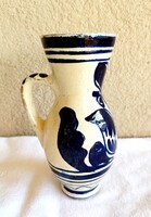 Kék-fehér mázas kerámia népi bokály